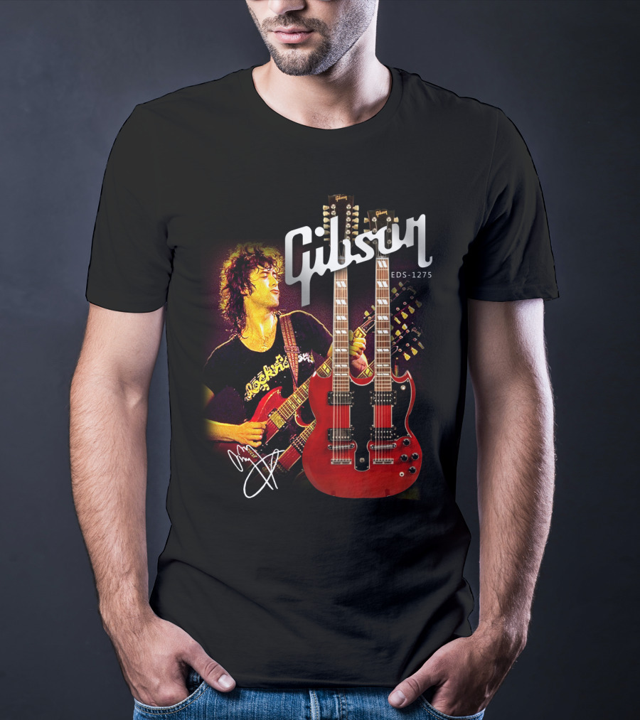 Gibson EDS-1275 Ajimmypage Signature Double Neck Guitar Music Scene T-Shirt