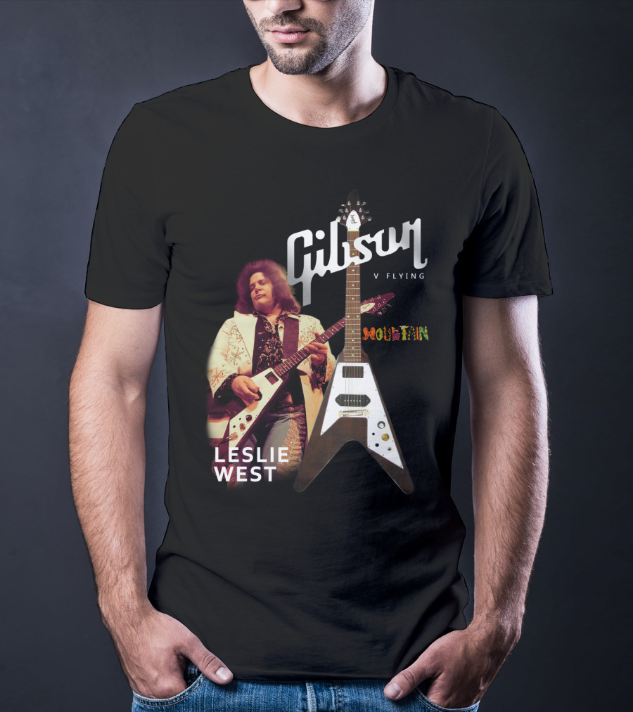 Leslie West Gibson Flying V Mountain Guitarist Music T-Shirt