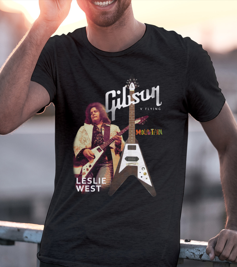 Leslie West Gibson Flying V Mountain Guitarist Music T-Shirt