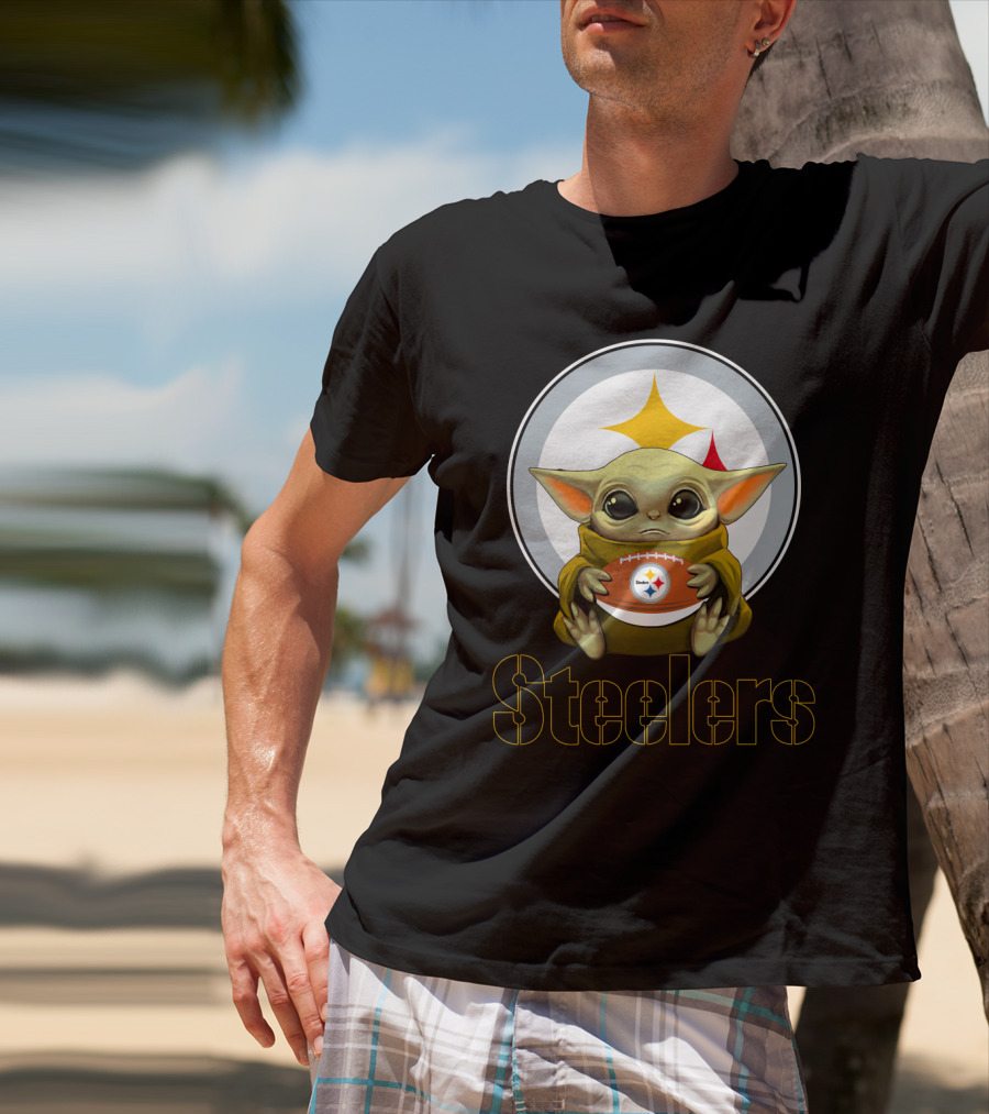Steelers Baby Yoda Football Fan T-Shirt