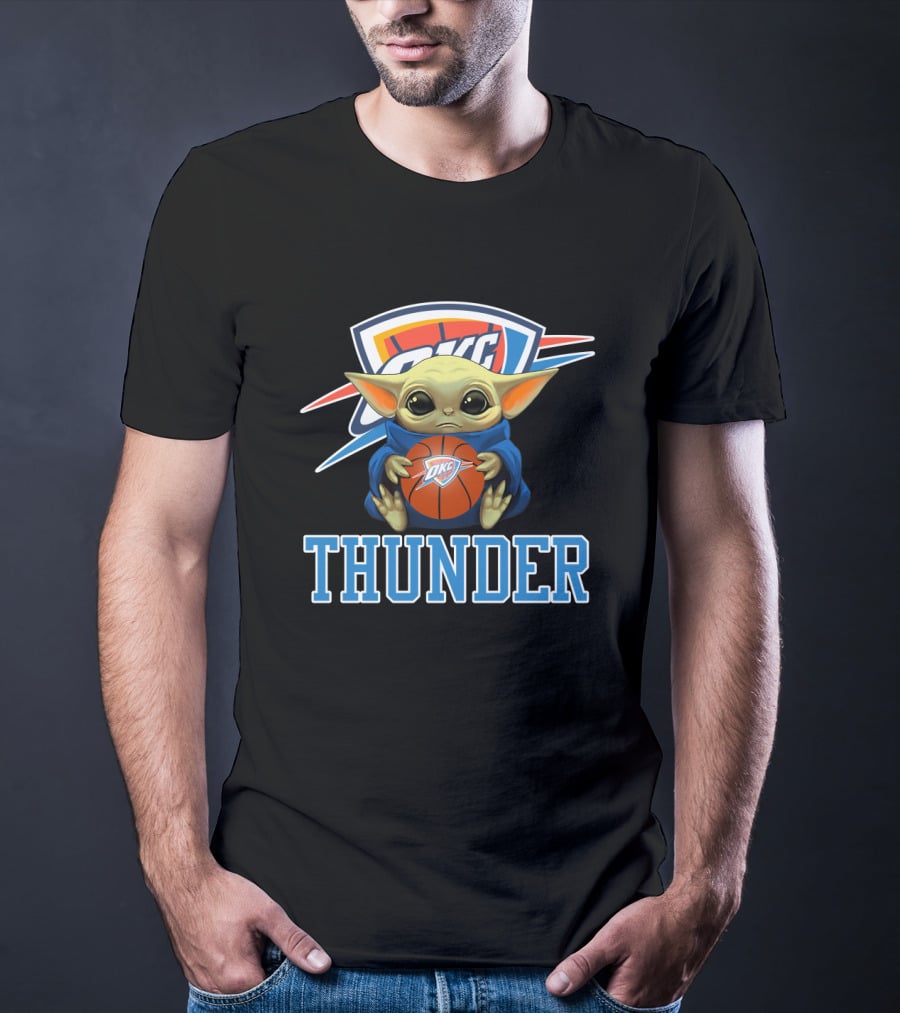 OKC Thunder Fan With Basketball And Character T-Shirt