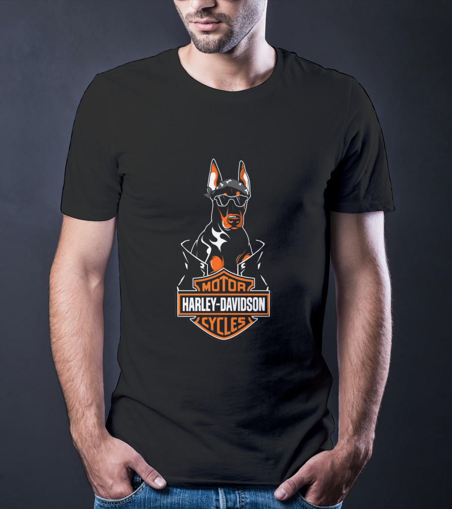 Doberman Harley Davidson Motorcycles T-Shirt