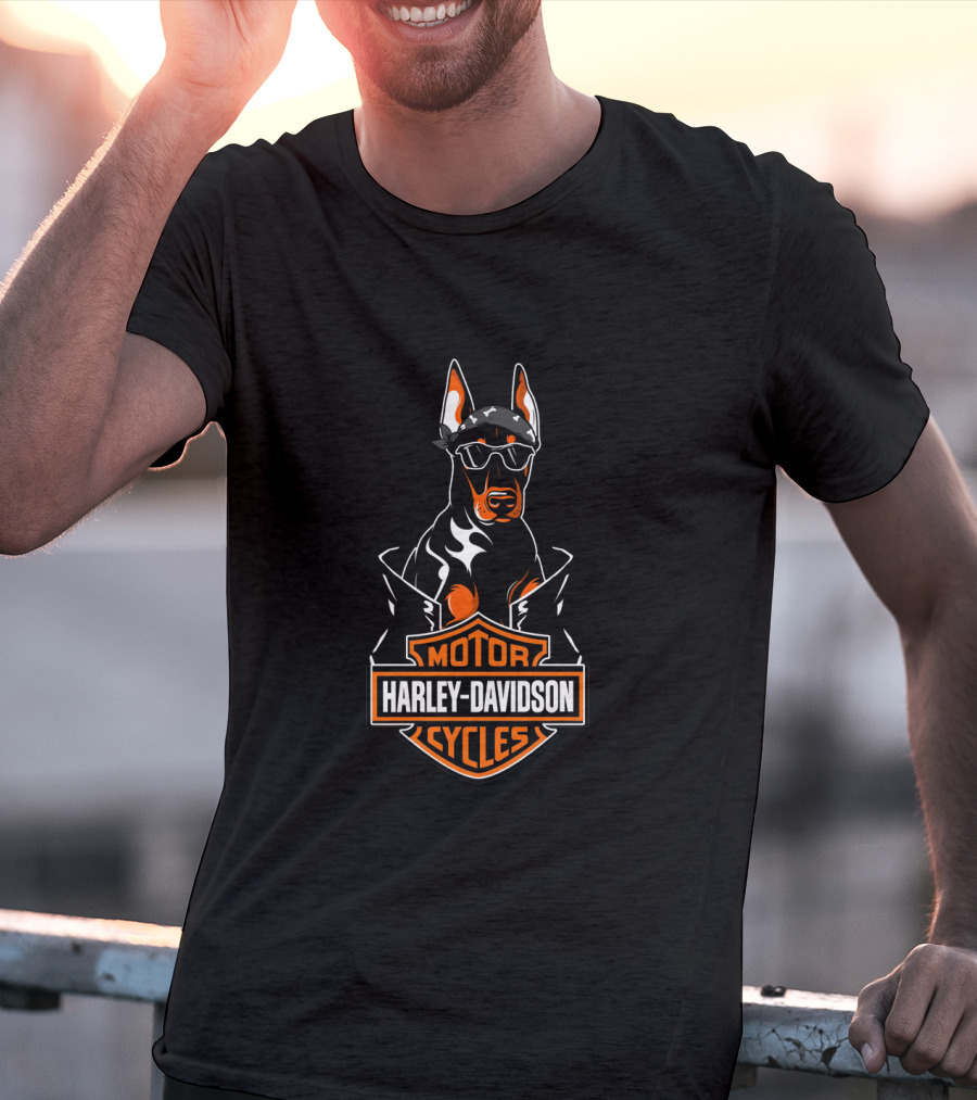Doberman Harley Davidson Motorcycles T-Shirt
