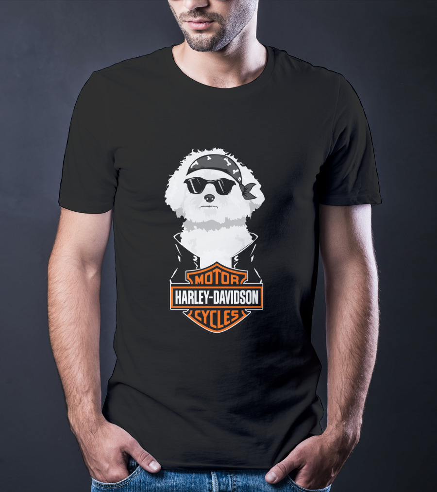 Bichon Frise Harley Davidson Motorcycle Cycles T-Shirt