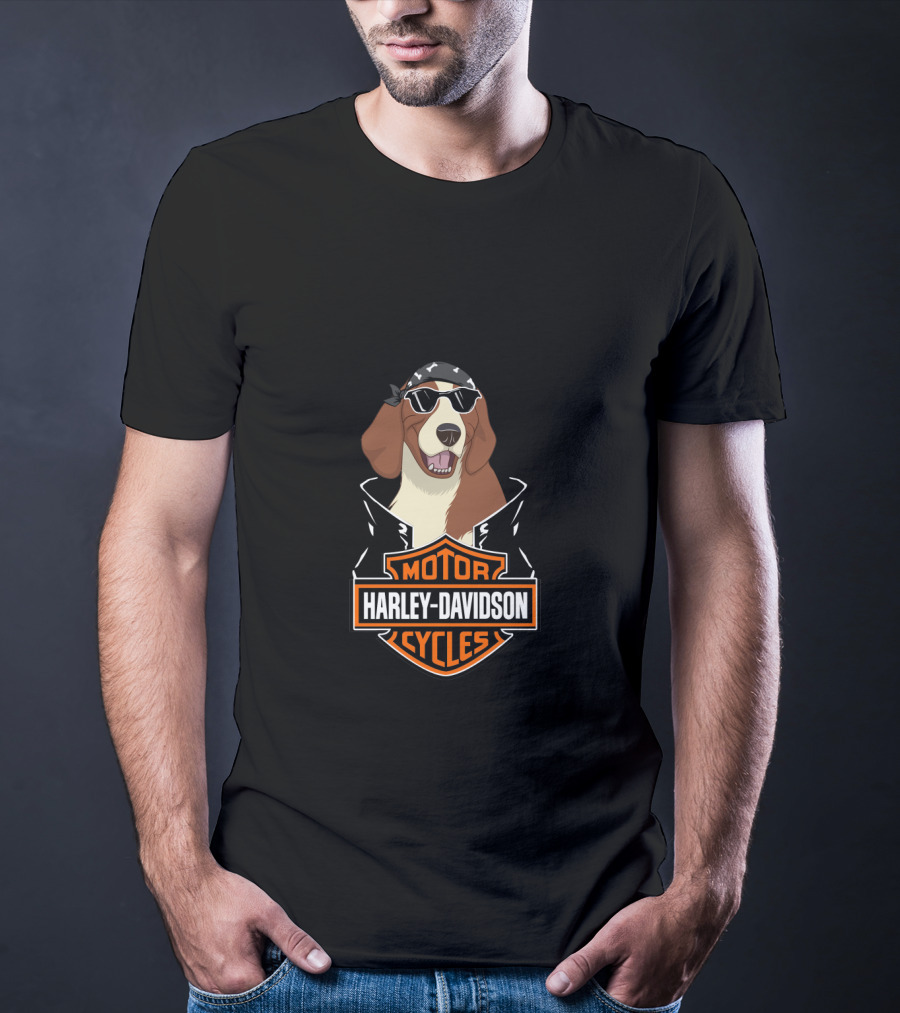 Harley Davidson Motor Cycles English Springer Spaniel Motorcycle T-Shirt