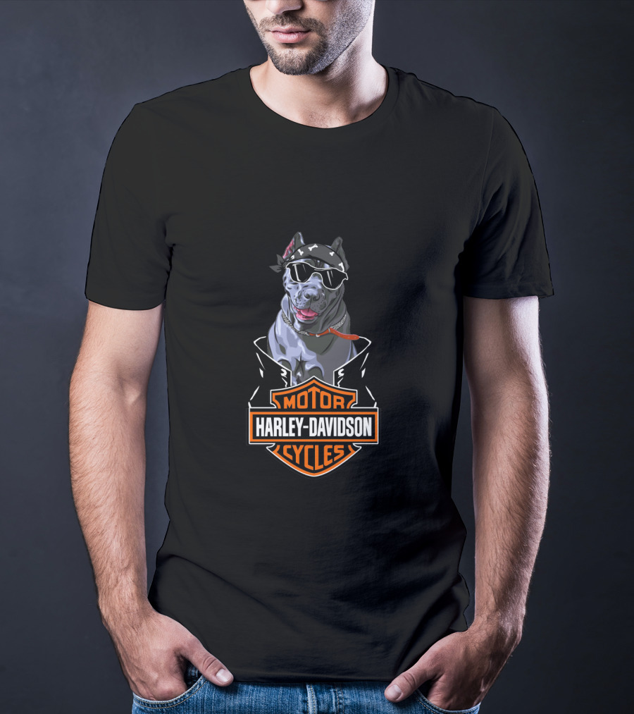 Harley Davidson Motor Cycles Cane Corso Motorcycle Dog Bandana Sunglasses T-Shirt