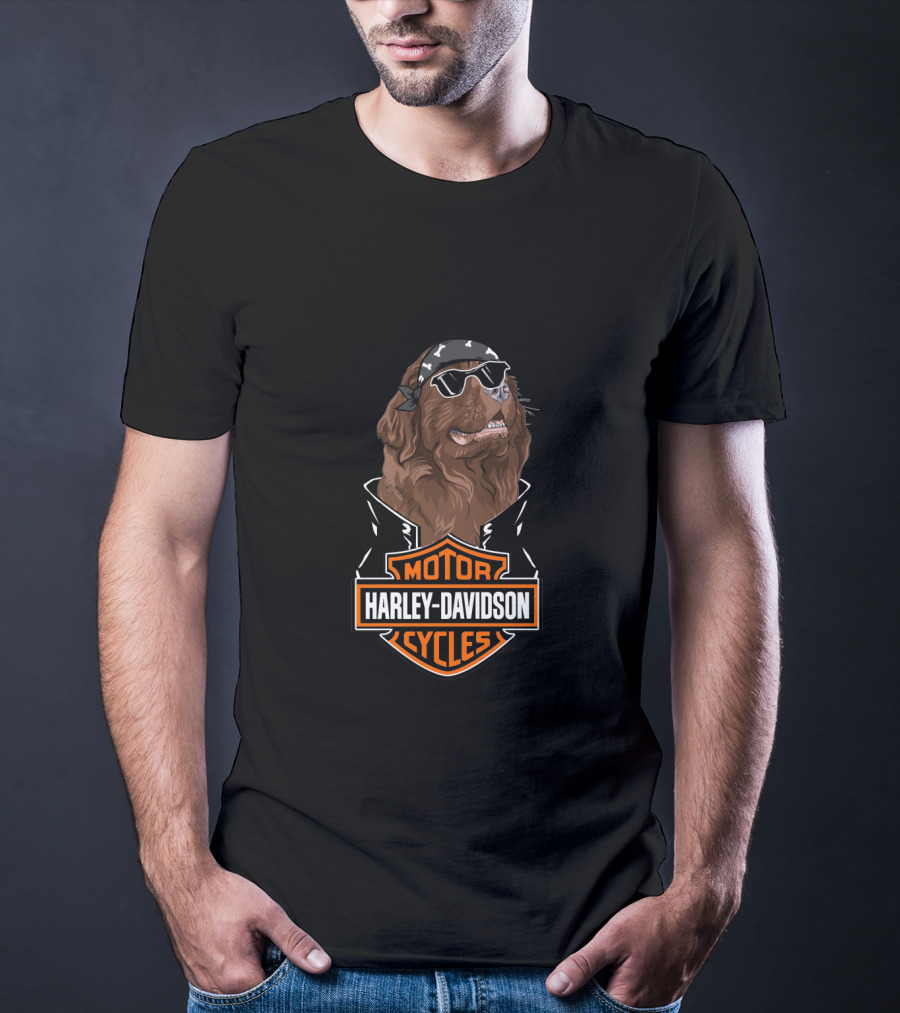 Harley Davidson Motorcycles Newfoundland Dog Biker T-Shirt