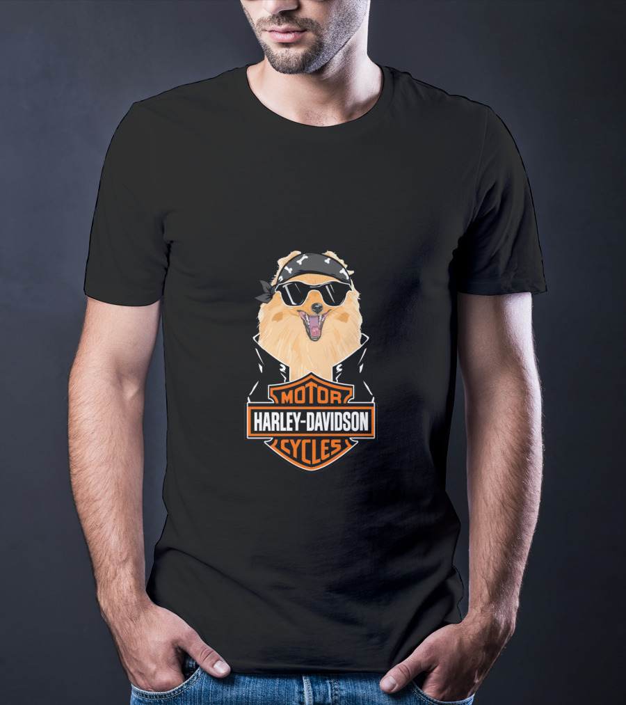 Pomeranians Harley Davidson Motorcycles T-Shirt