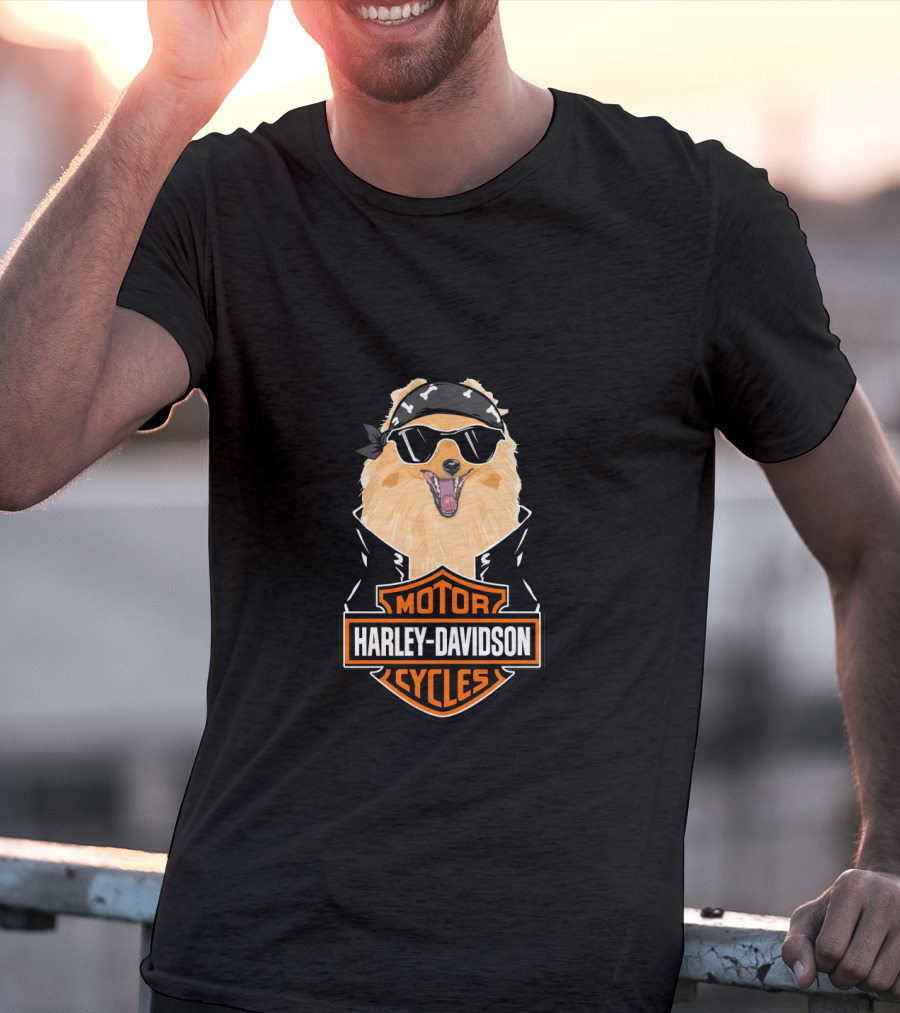 Pomeranians Harley Davidson Motorcycles T-Shirt