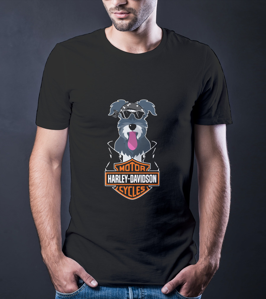 Schnauzers Biker Harley Davidson Motorcycles T-Shirt