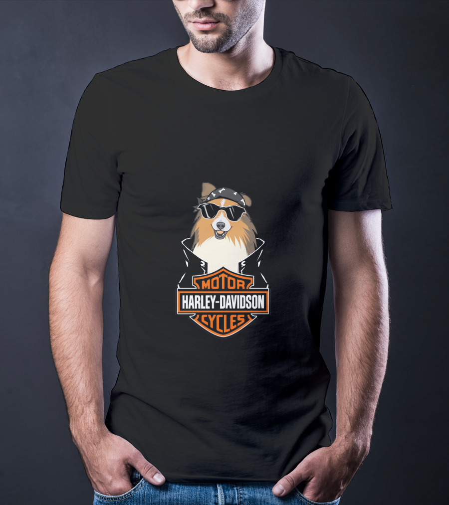 Harley Davidson Motor Cycles Shelties Motorcycle T-Shirt