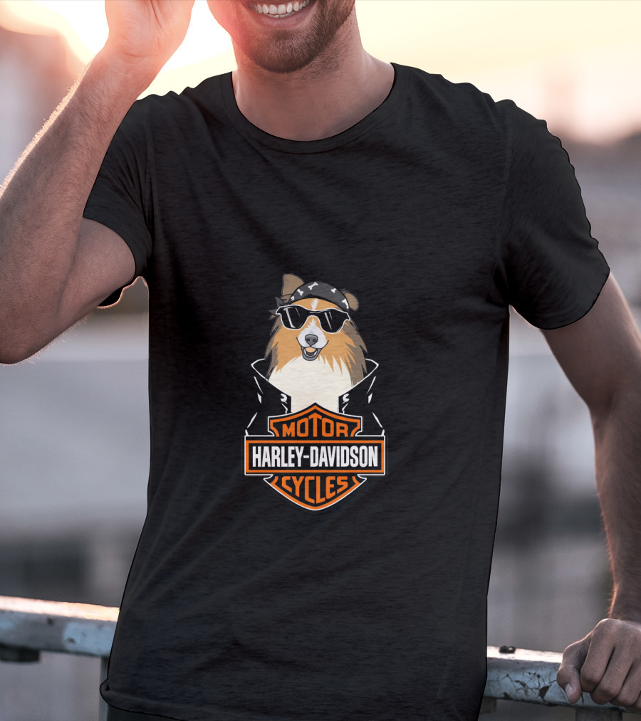 Harley Davidson Motor Cycles Shelties Motorcycle T-Shirt