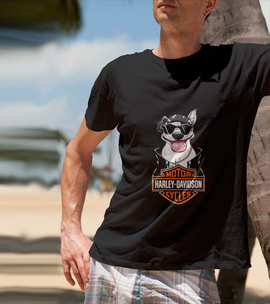 Harley Davidson Motor Cycles Staffordshire Bull Terrier Motorcycle T-Shirt