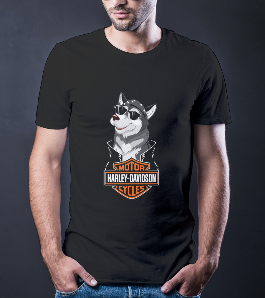 Huskies Harley Davidson Motorcycle Cycles T-Shirt