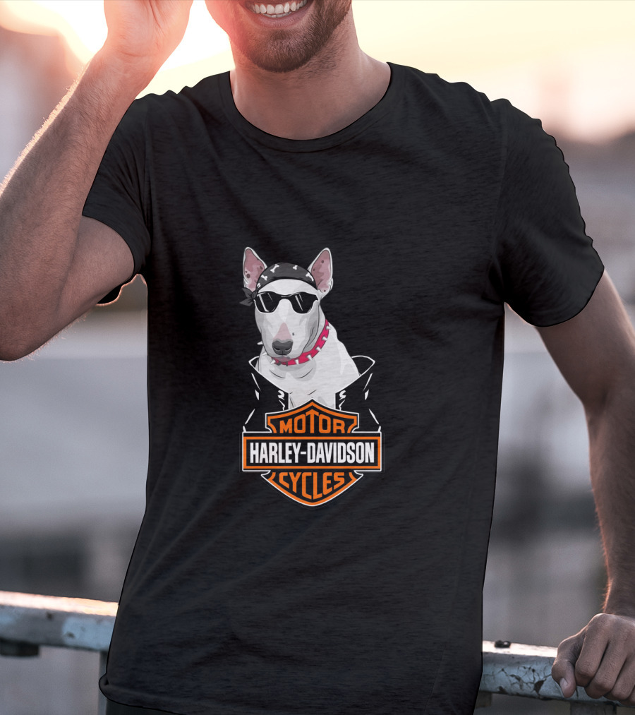 Bull Terrier Harley Davidson Motorcycles Biker T-Shirt