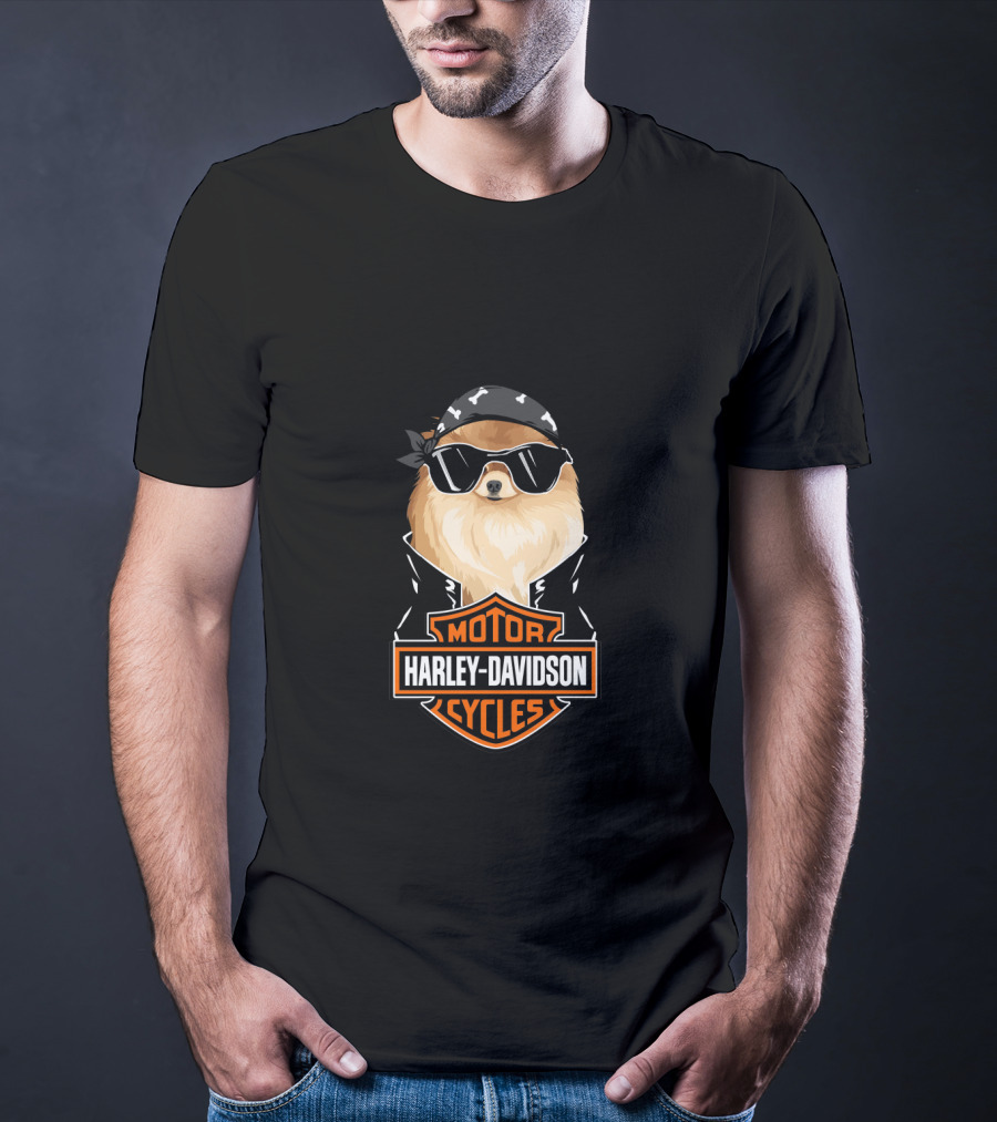 Harley Davidson German Spitz Motorcycles Biker T-Shirt