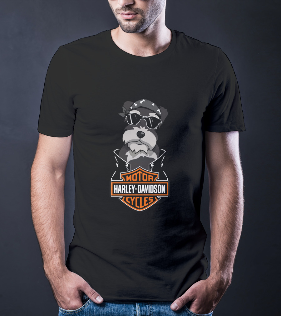 Motorcycles Harley Davidson Miniature Schnauzer Biker T-Shirt
