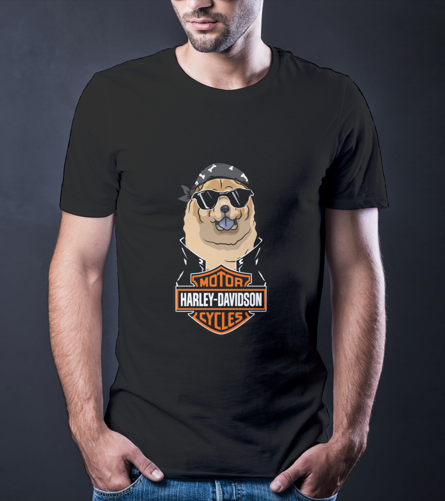 Harley Davidson Chow Chow Black Tongue Biker T-Shirt
