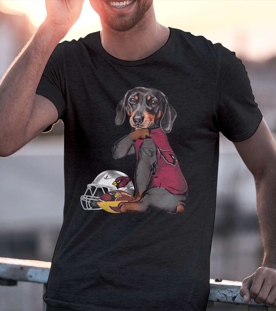 Arizona Cardinals Football Dachshund With Helmet And Ball T-Shirt