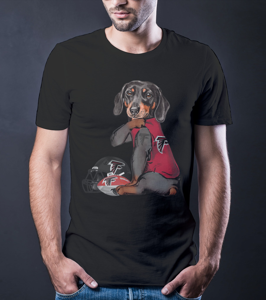 Atlanta Falcons Dachshund With Football Helmet And Ball T-Shirt