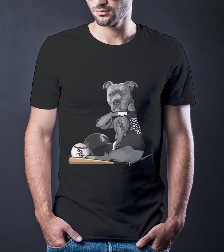 Chicago White Sox Pit Bull Baseball Bat Helmet T-Shirt