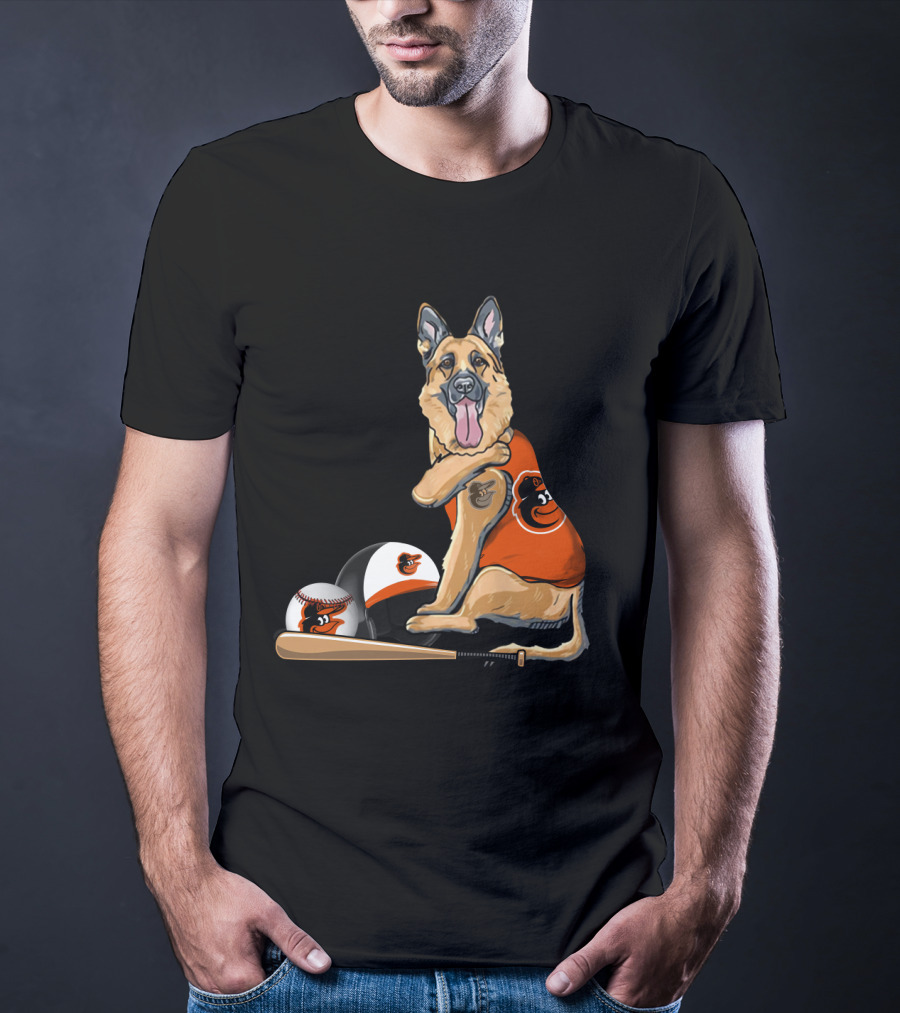 German Shepherds Baltimore Orioles Baseball Dog T-Shirt