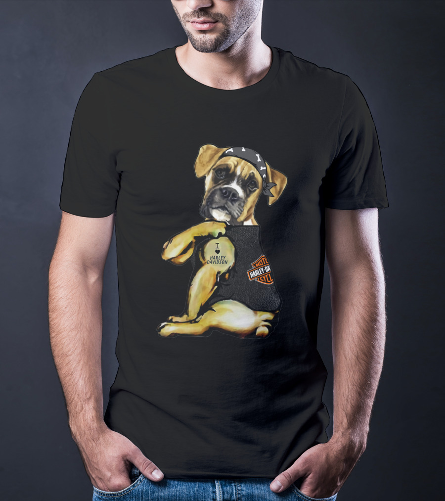 Harley Davidson Boxer Dog Motorcycle Lovers T-Shirt