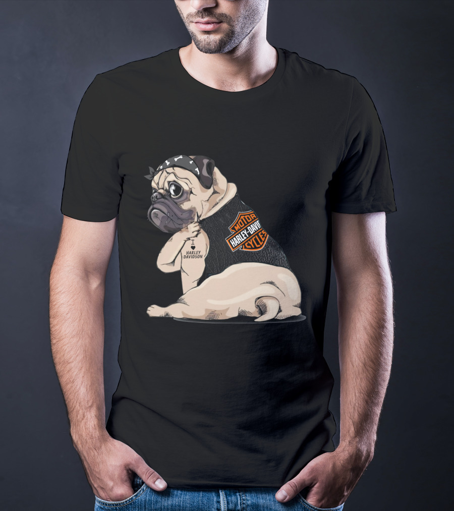 Harley Davidson Pug Motorcycles I Love Harley Davidson T-Shirt