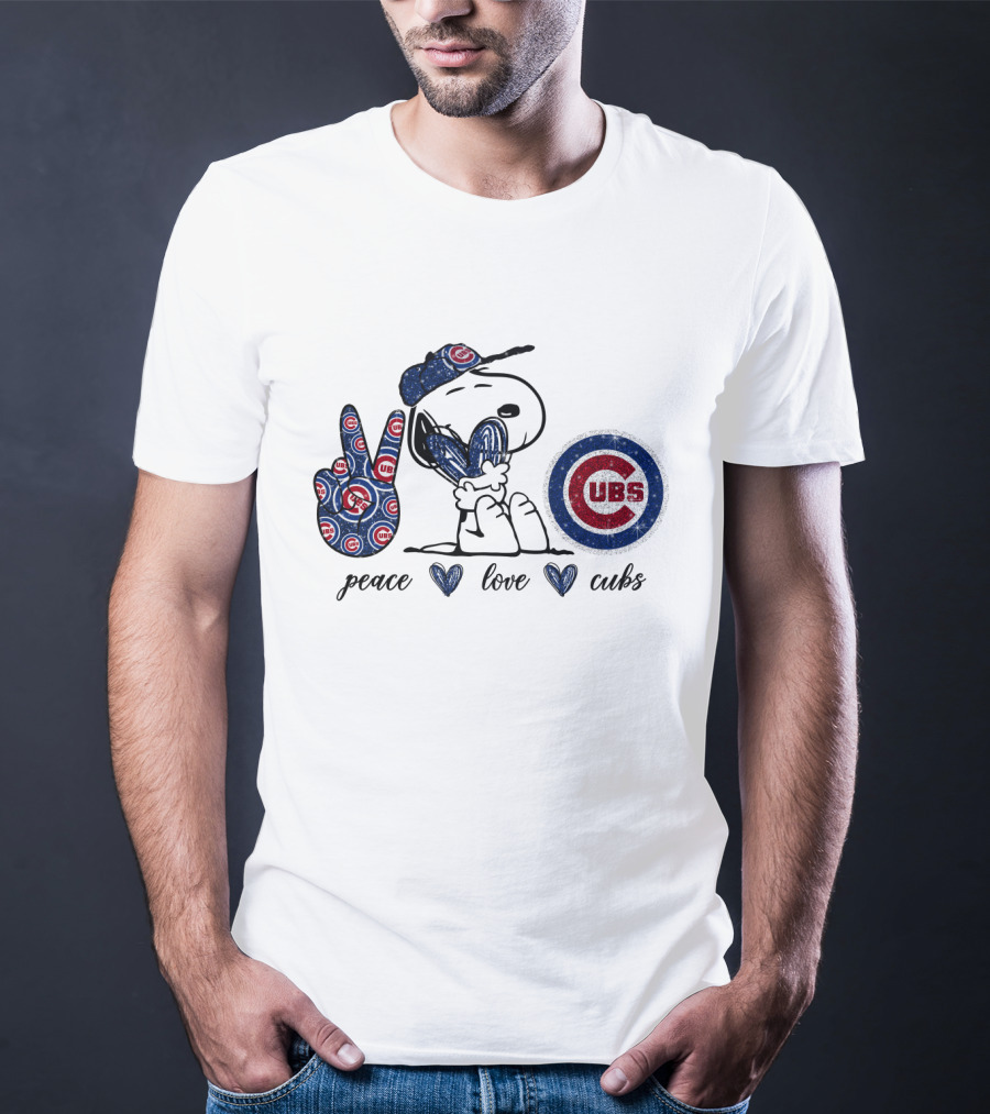 Peace Love Cubs Chicago C Logo Snoopy T-Shirt