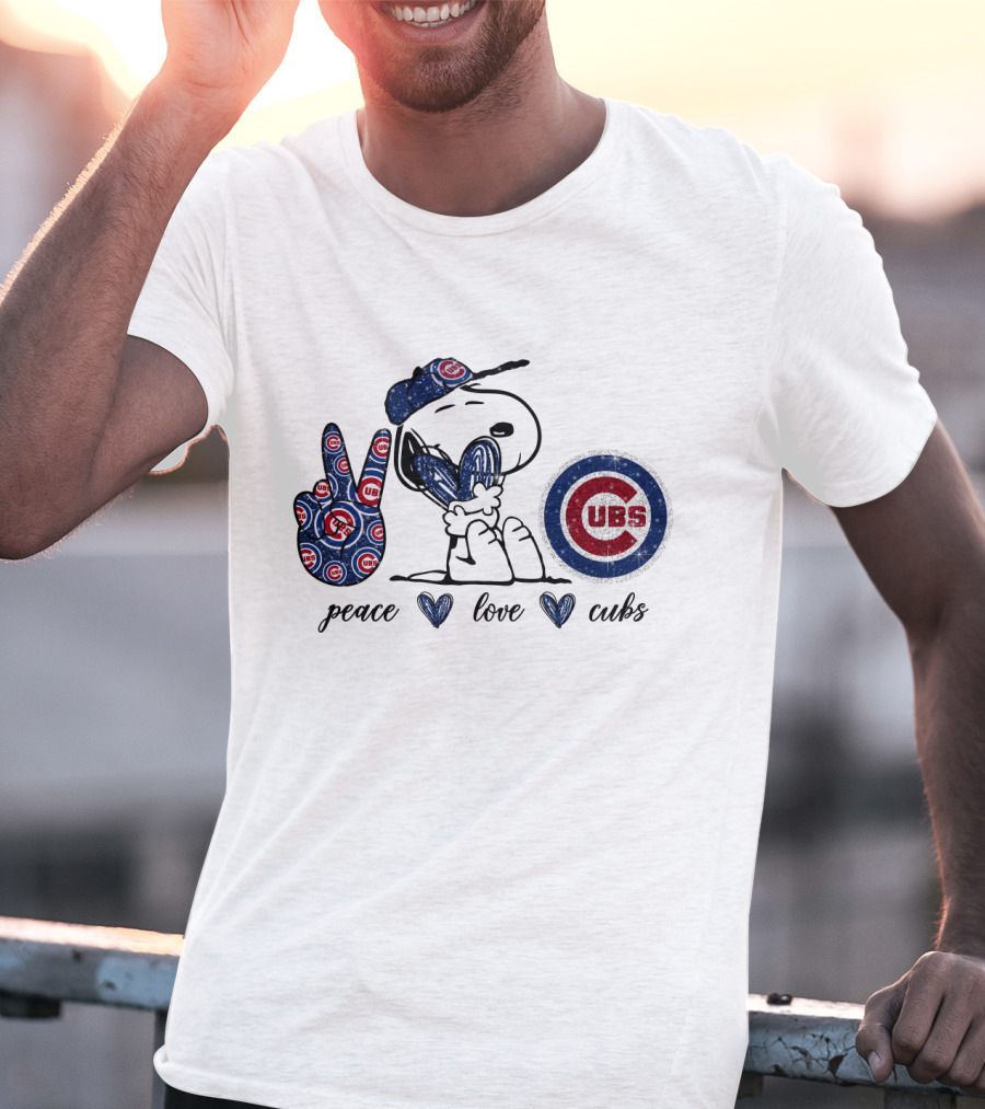 Peace Love Cubs Chicago C Logo Snoopy T-Shirt