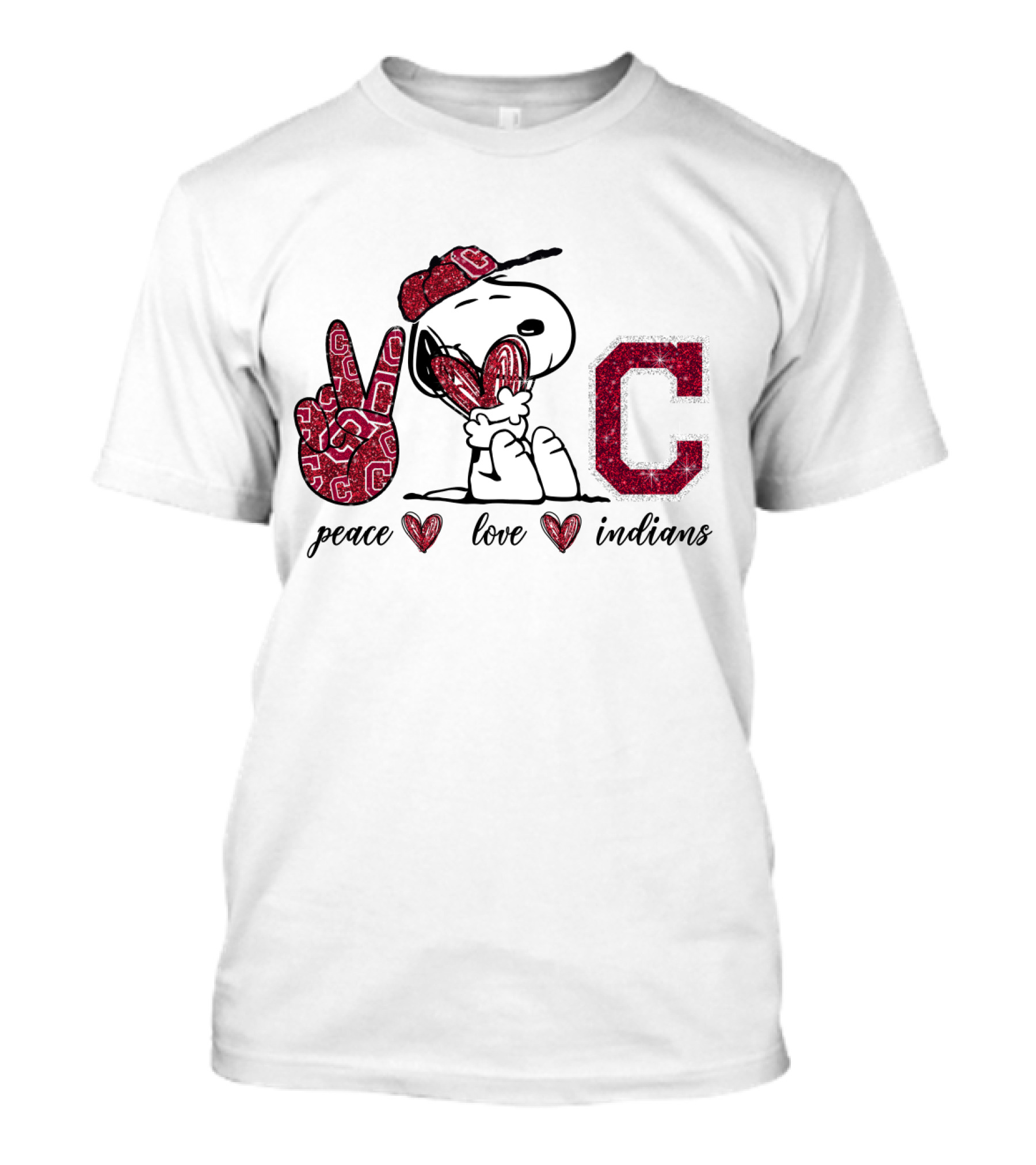 Peace Love Indians Snoopy C Cap T-Shirt