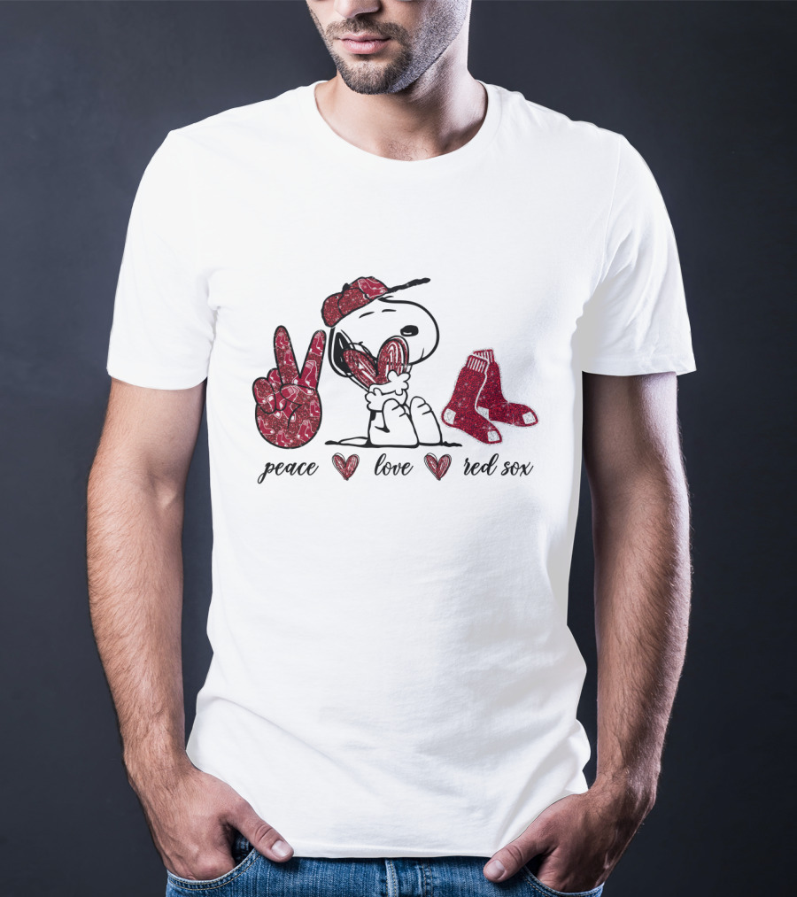 Peace Love Red Sox Snoopy Baseball Fan T-Shirt