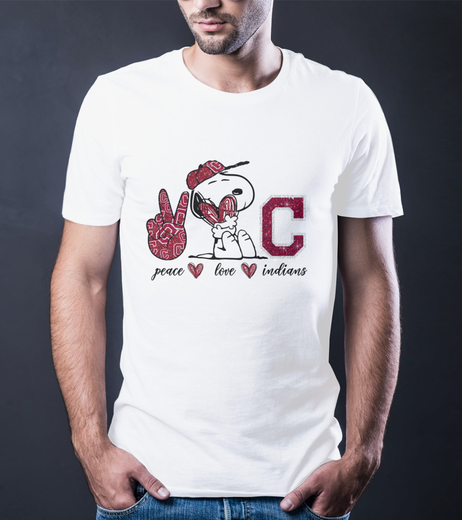 Peace Love Cleveland Indians Snoopy C T-Shirt