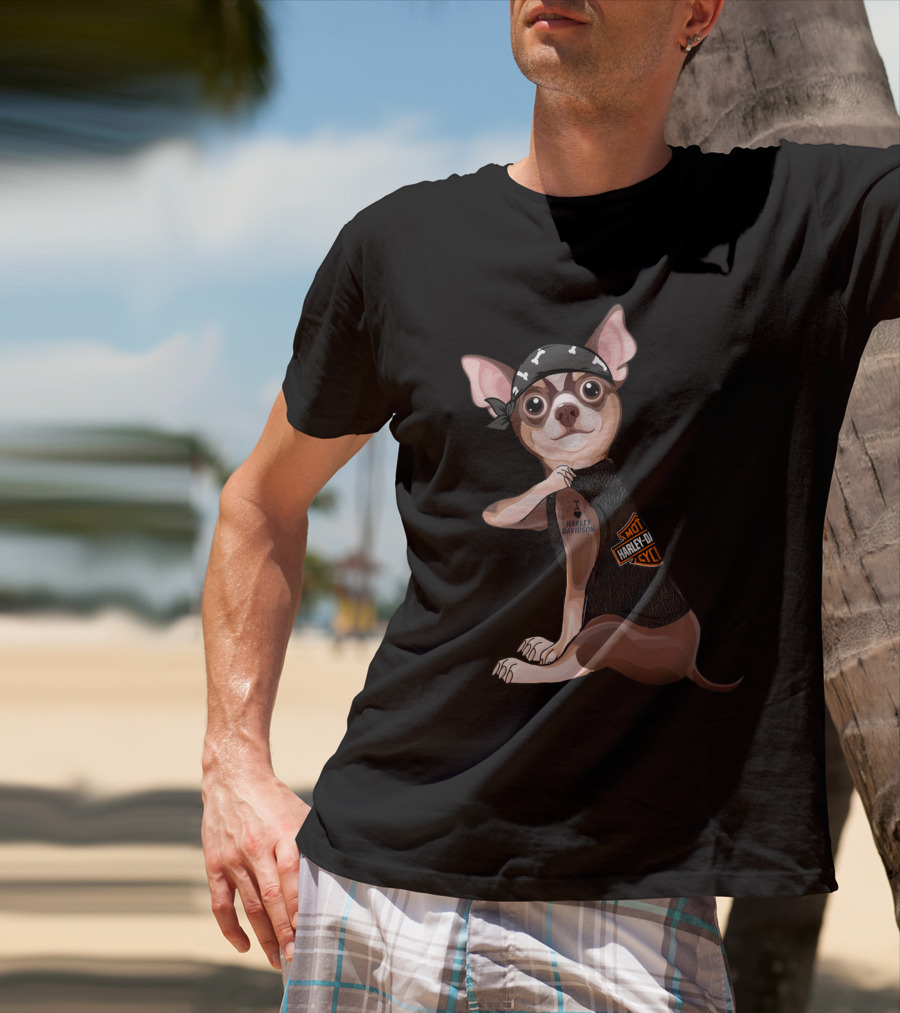 I Love Harley Davidson Chihuahua Hd T-Shirt