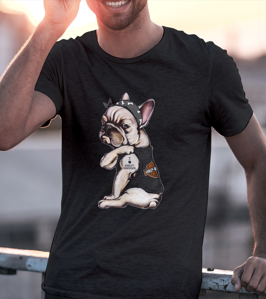 I Harley Davidson Hot Motor Cycles French Bulldog Hd T-Shirt