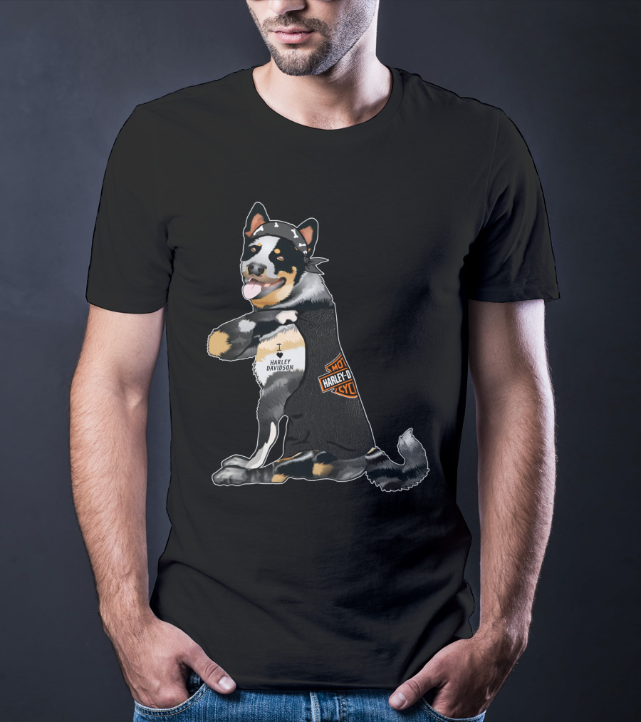 Australian Cattle Dog I Love Harley Davidson Hd T-Shirt