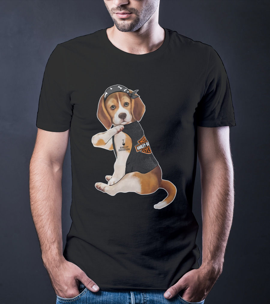 Harley Davidson Beagle I Love Harley Davidson T-Shirt
