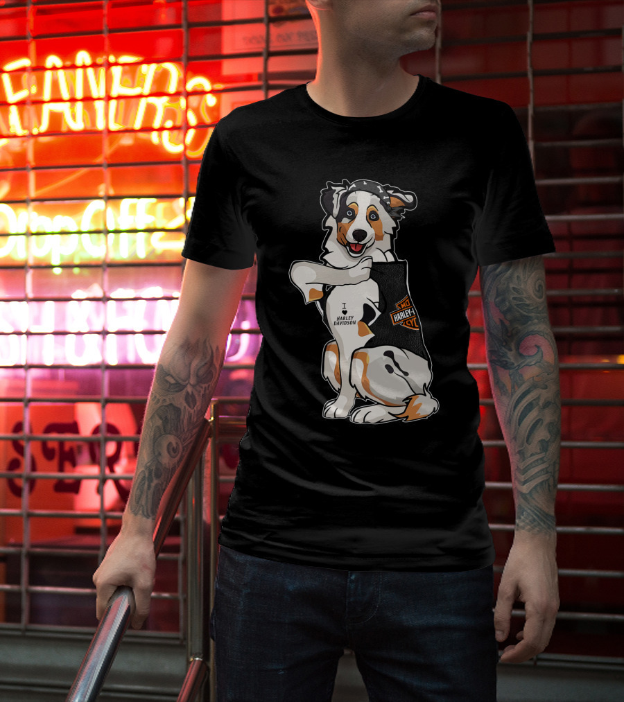 Australian Shepherd I Harley Davidson Motorcycle Fan T-Shirt