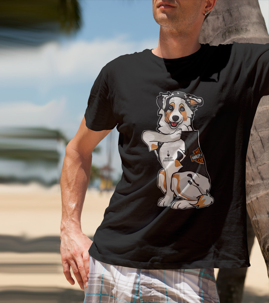 Australian Shepherd I Harley Davidson Motorcycle Fan T-Shirt