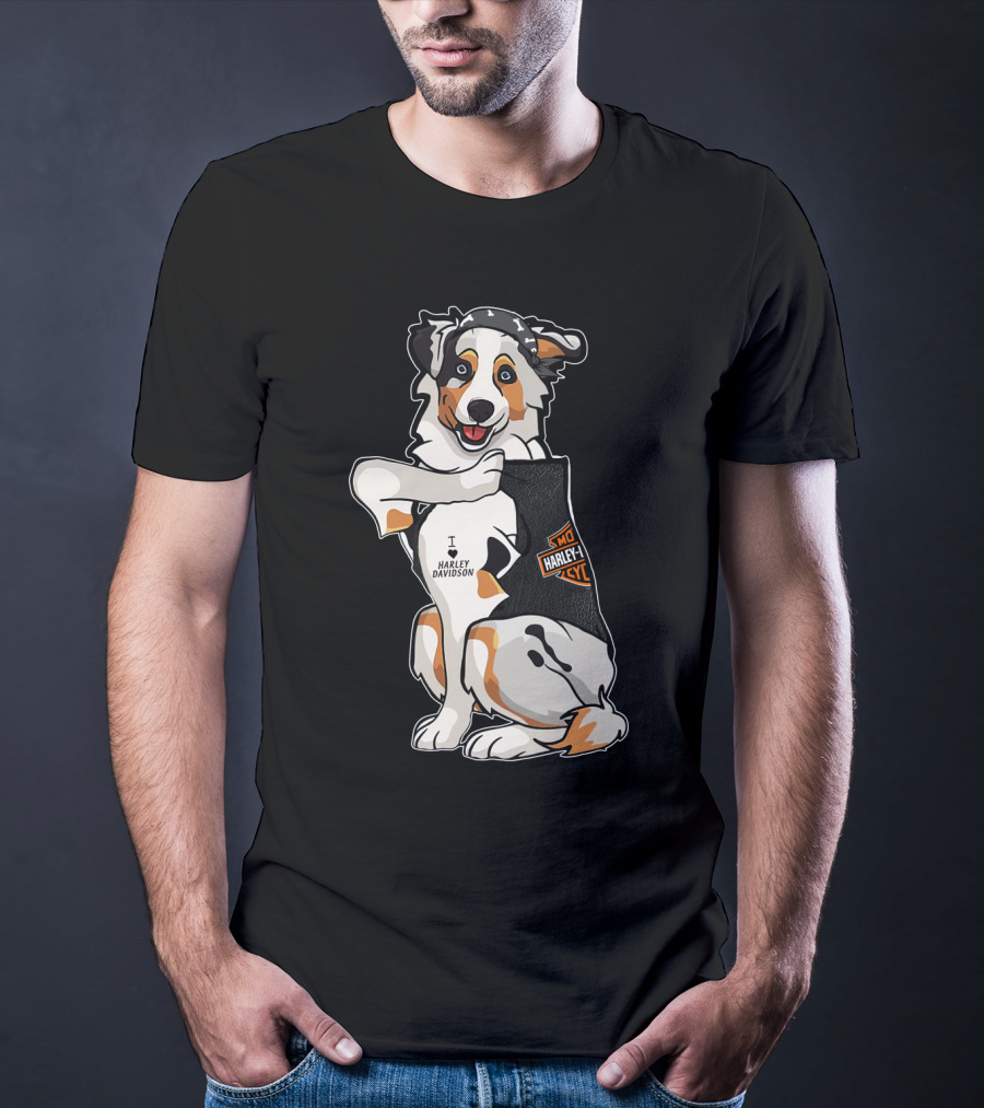 Australian Shepherd I Harley Davidson Motorcycle Fan T-Shirt