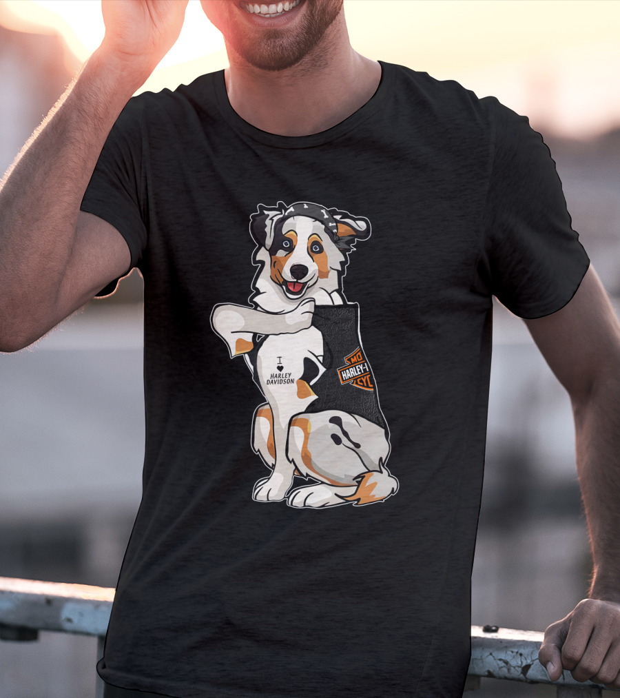 Australian Shepherd I Harley Davidson Motorcycle Fan T-Shirt