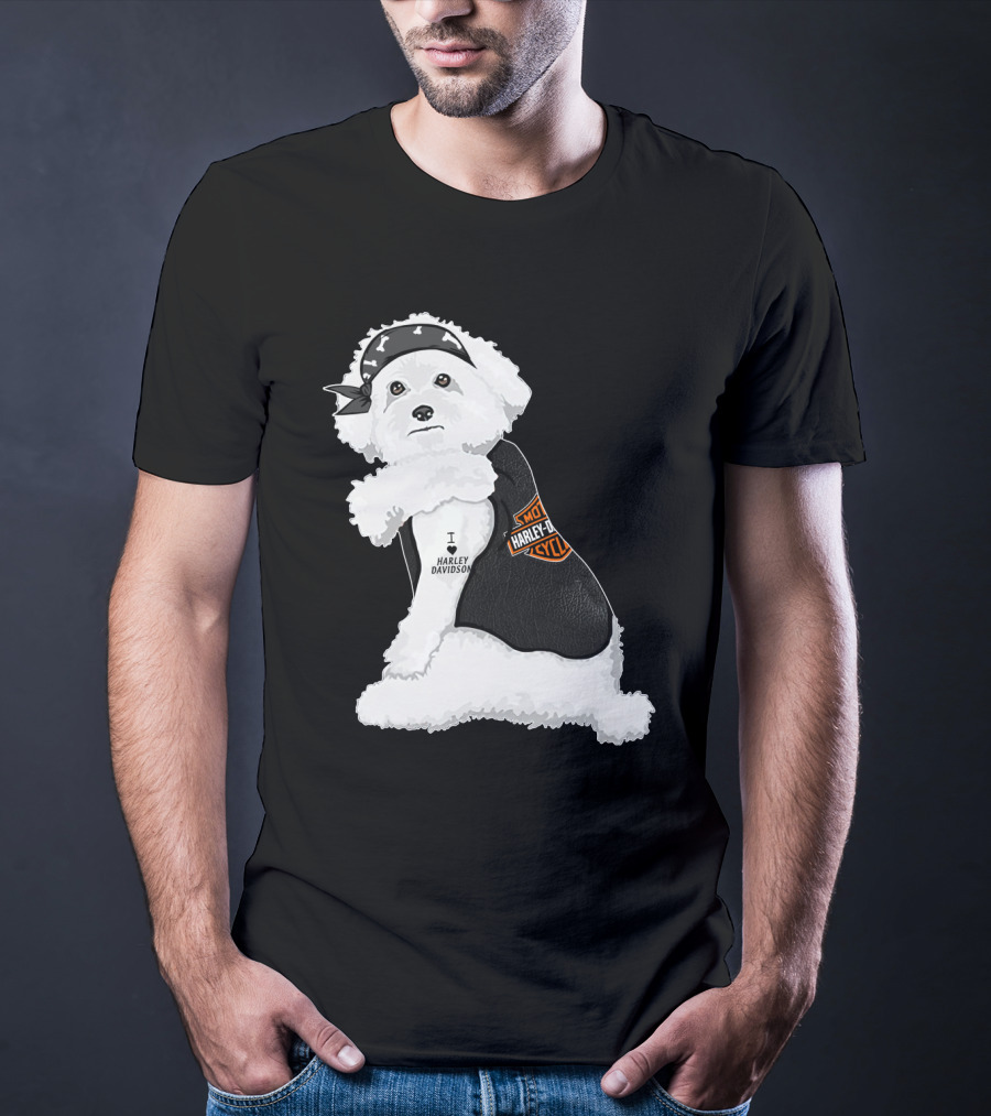 I Love Harley Davidson Bichon Frisé Hd T-Shirt