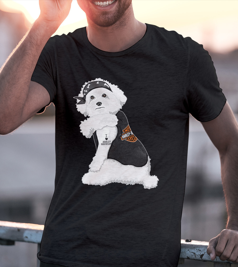 I Love Harley Davidson Bichon Frisé Hd T-Shirt