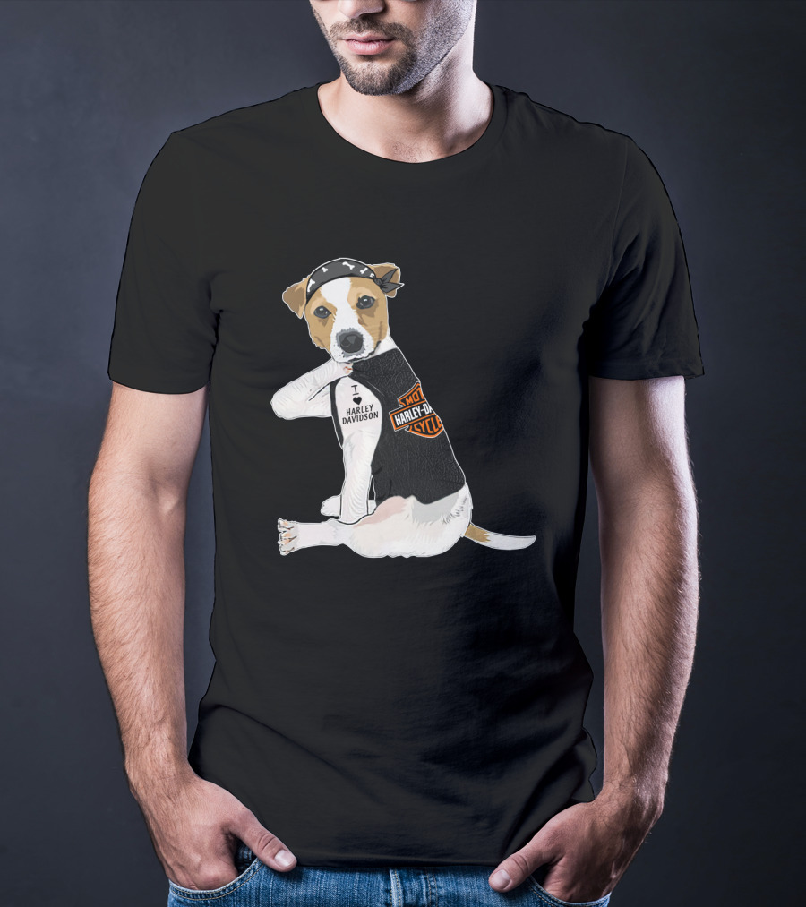 Harley Davidson Jack Russell Terrier Motorcycle Style T-Shirt