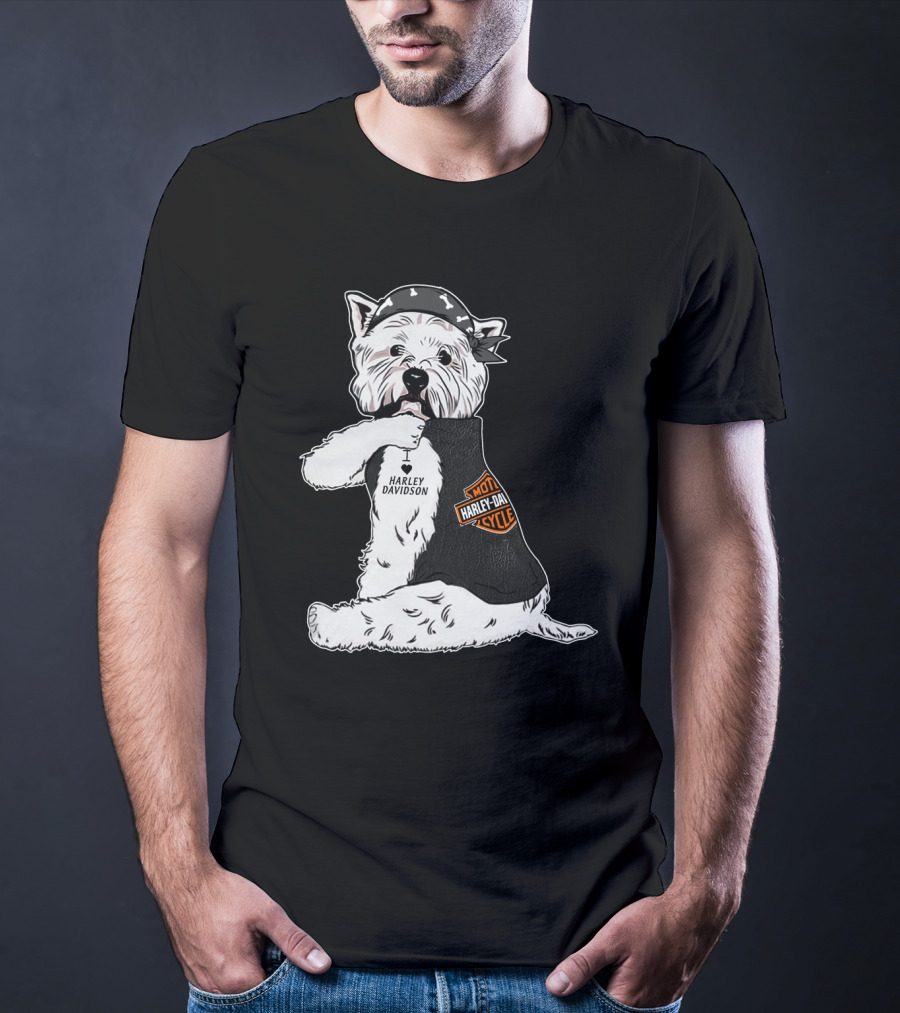 West Highland White Terrier Harley Davidson Motocycle Bandana T-Shirt