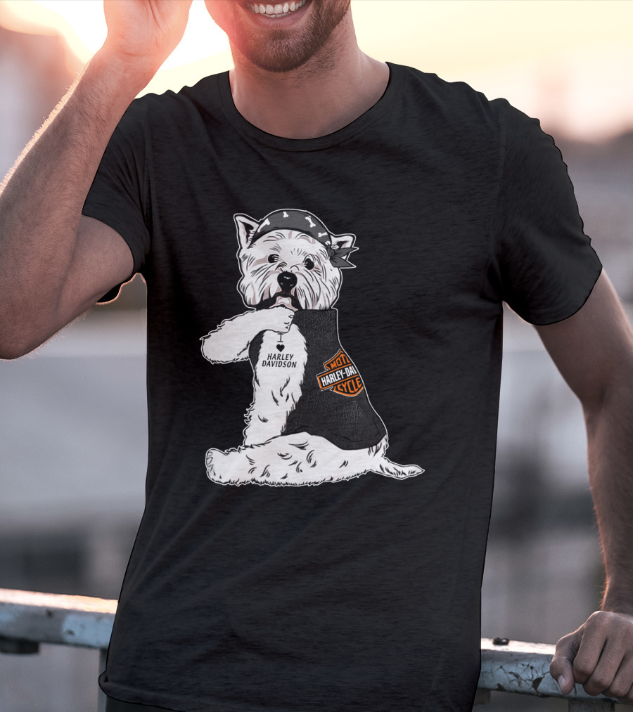 West Highland White Terrier Harley Davidson Motocycle Bandana T-Shirt