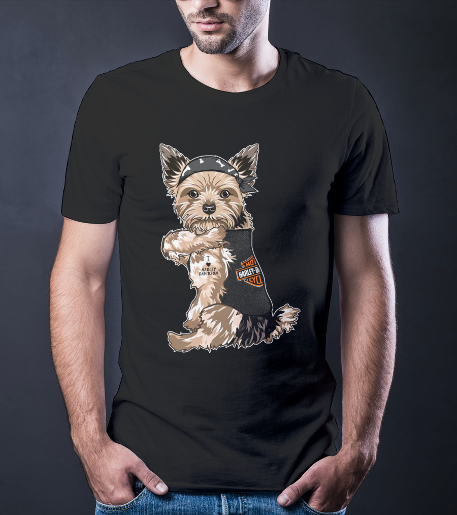 Yorkshire Terrier I Love Harley Davidson Motorcycles T-Shirt