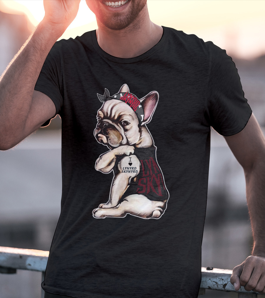 Lynyrd Skynyrd Bandana French Bulldog I Love Lynyrd Skynyrd T-Shirt