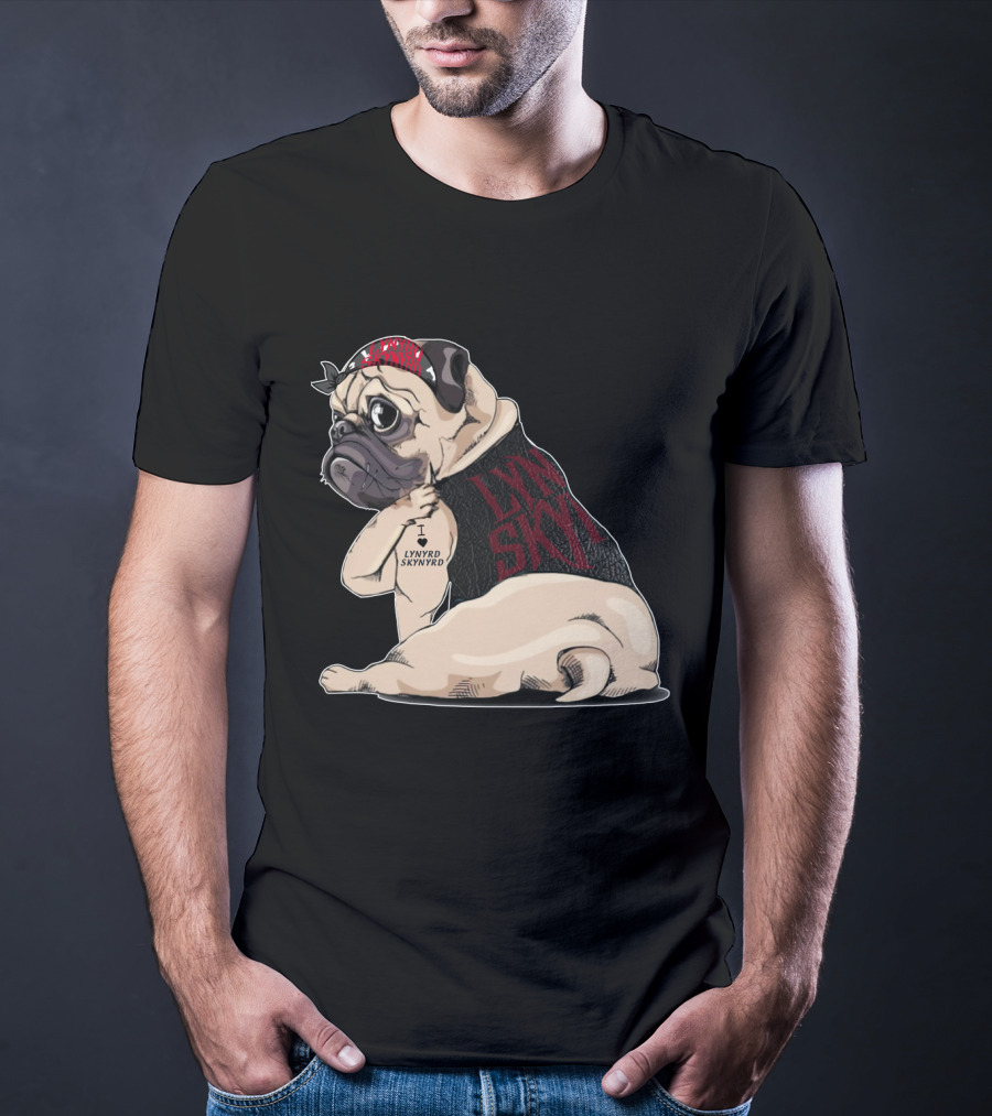 Lynyrd Skynyrd Pug Tattoo With Bandana And Vest T-Shirt