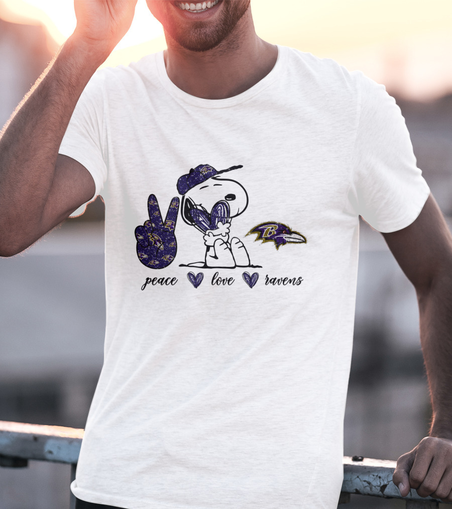 Peace Love Baltimore Ravens Snoopy Ravens T-Shirt